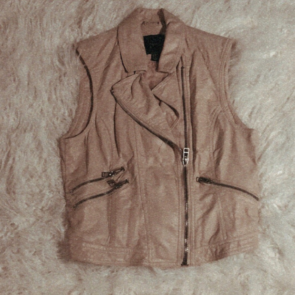 Faux Leather Vest - Tan
